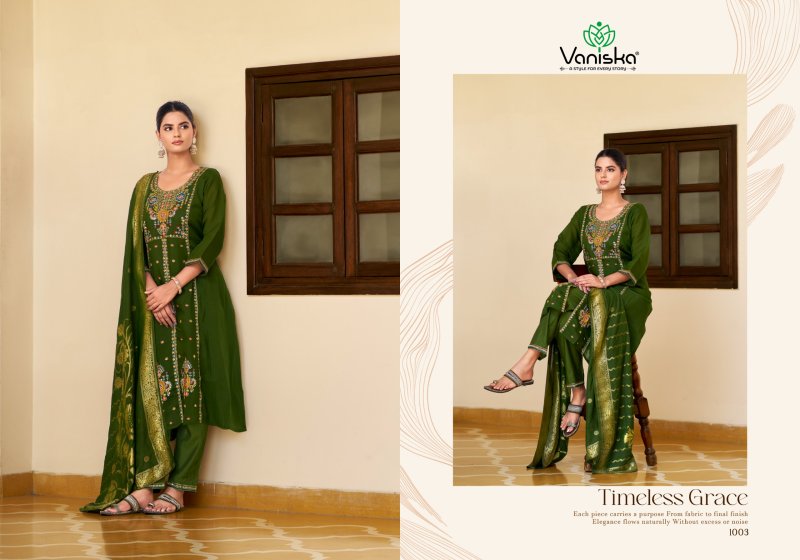 Sayuri Vol 1 By Vaniska Chanderi Silk Kurti With Bottom Dupatta 